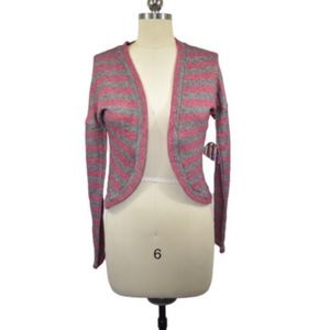 Red and Gray Striped Crop Cardigan Size Small